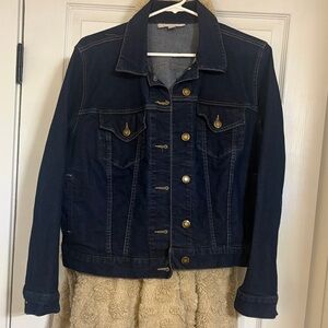 Woman Within Dark Blue Jean Jacket